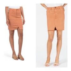 KUT Denim Mini Jean Skirt 8 Raw Hem Fringe Earthy Boho Y2K Modern cleangirl